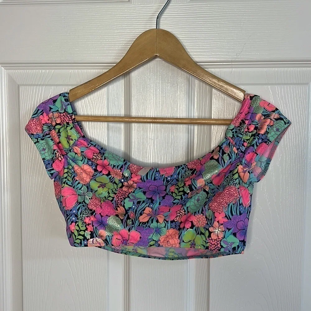 Swim top. Neon. Unsure of brand.